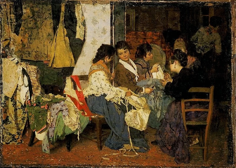 Nel laboratorio di sartoria, le ricamatrici, 1878 - Galleria Civica d'Arte Moderna e Contemporanea, Torino